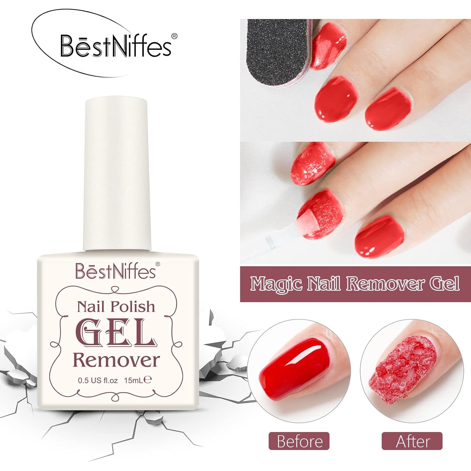 Gel Nail Polish Remover - Quick and Efficient Formula for Professional Gel Polish Removal in 2-3 Minutes, No Foil or Soaking Required, 15ml (2 Pack)