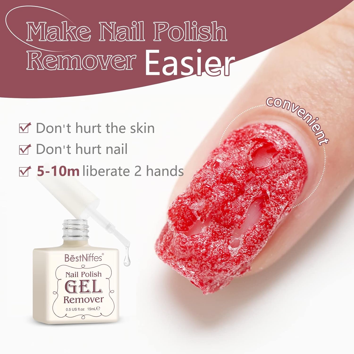 Gel Nail Polish Remover - Quick and Efficient Formula for Professional Gel Polish Removal in 2-3 Minutes, No Foil or Soaking Required, 15ml (2 Pack)