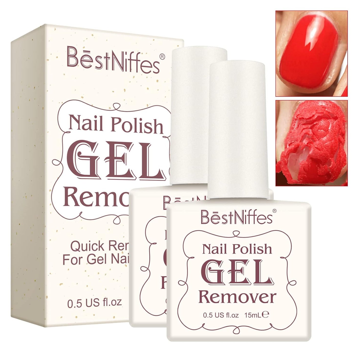 Gel Nail Polish Remover - Quick and Efficient Formula for Professional Gel Polish Removal in 2-3 Minutes, No Foil or Soaking Required, 15ml (2 Pack)